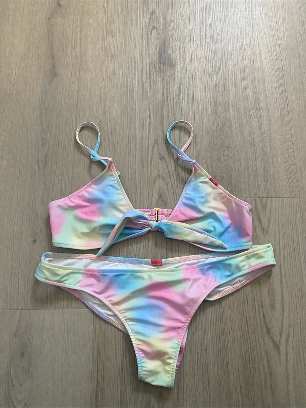 Pastel Rainbow Tie-Front Women’s Bikini Set